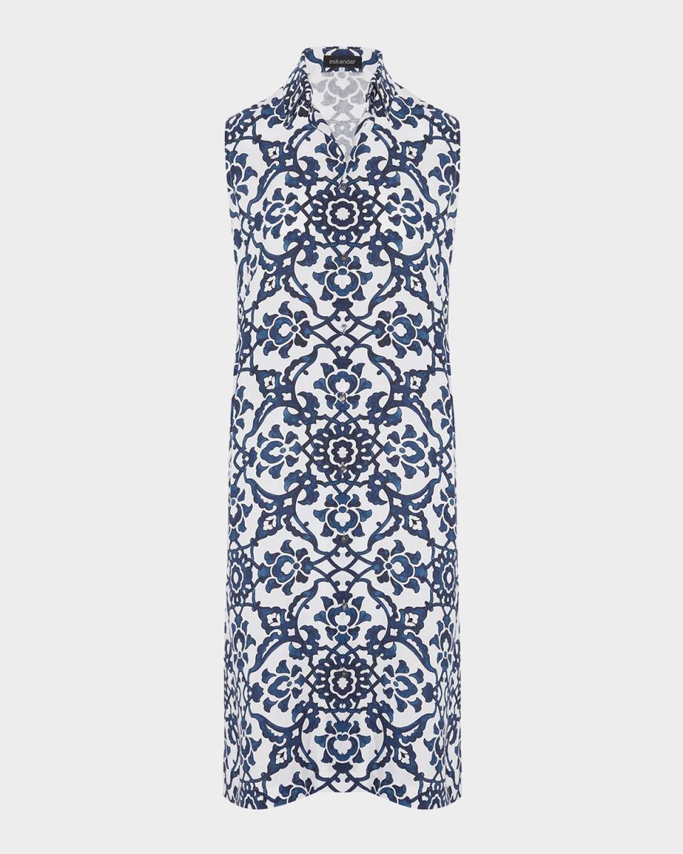 Slim A-Line Sleeveless Shirtdress With Collar